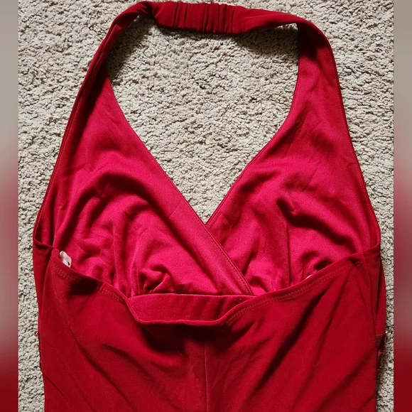 y2k whimsigoth fairy red halter beaded dress fairy flirty formal prom sexy large - Picture 6 of 8